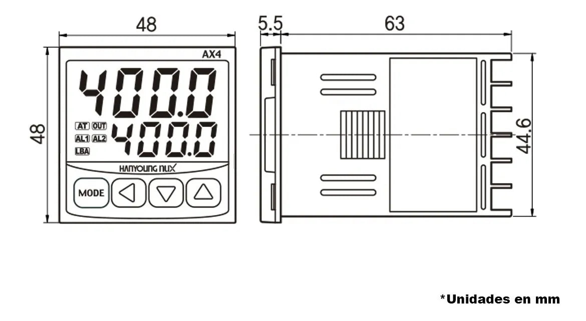 AX4-1A - Hanyoung - Control de temperatura digital 1/16 din