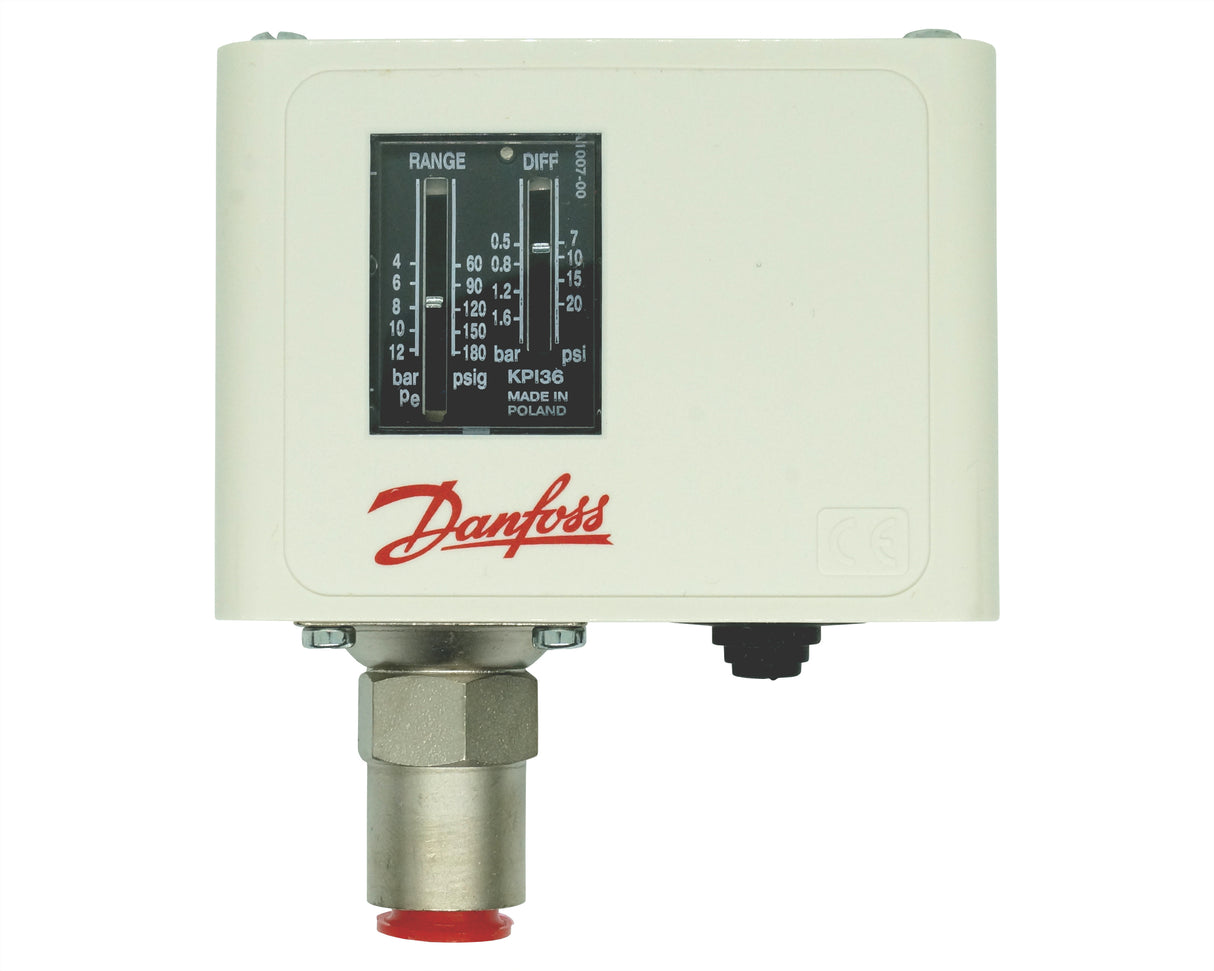 060-500366 - Danfoss - Switch de presion KPI36 conexión 1/4" NPT, rango 58 a 171psi, Aire, Aceite, Agua