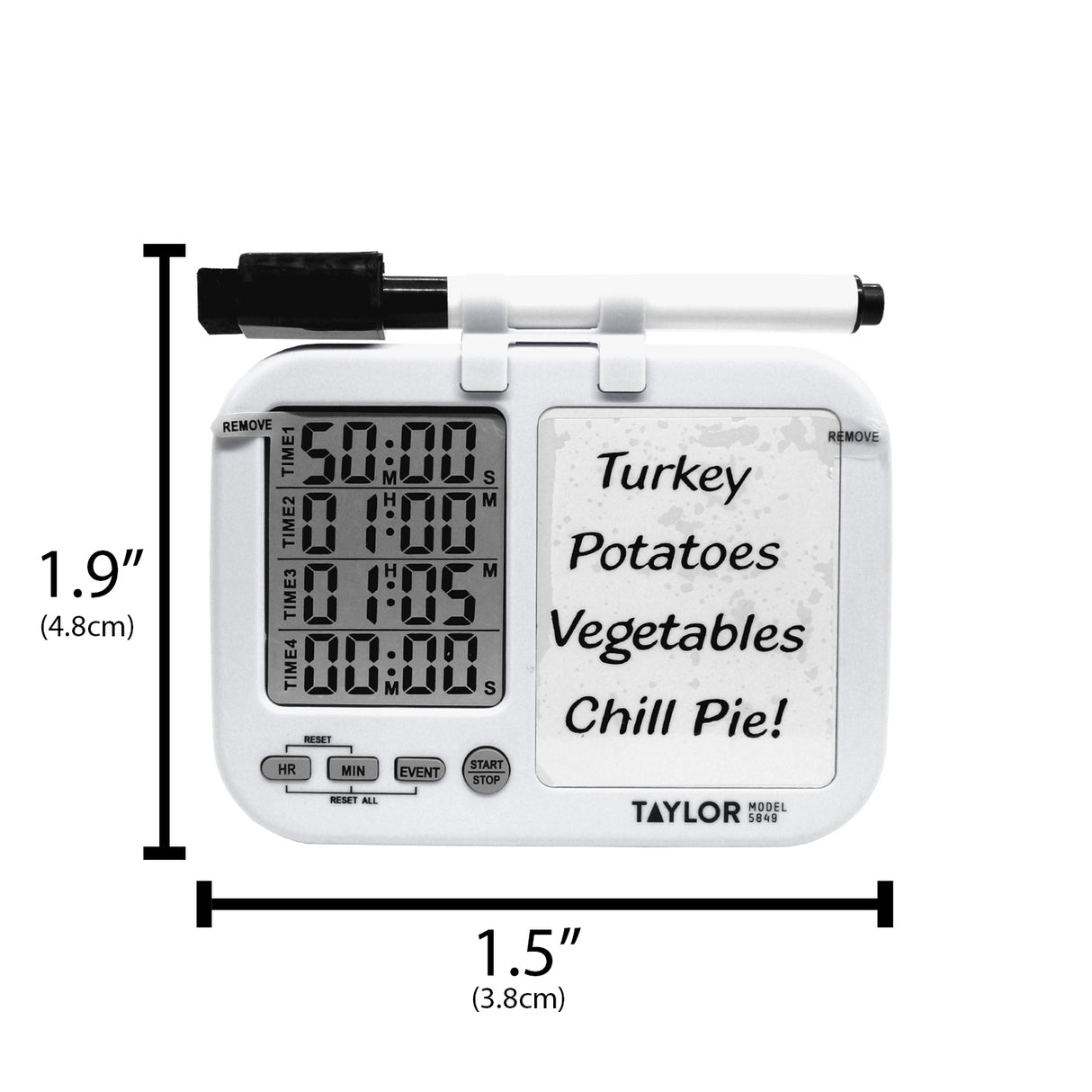 5849 - Taylor - Cronometro Temporizador de Pizarron con Iman 4 Eventos