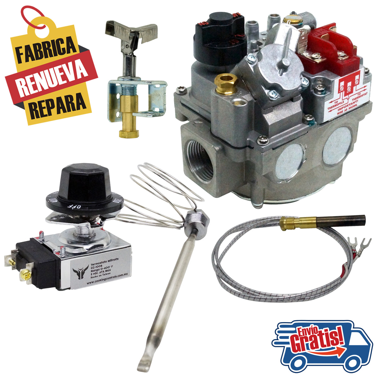 CC-2023 - Cooking Controls - Kit Freidora Valvula Milivolts Termostato Termopila Piloto