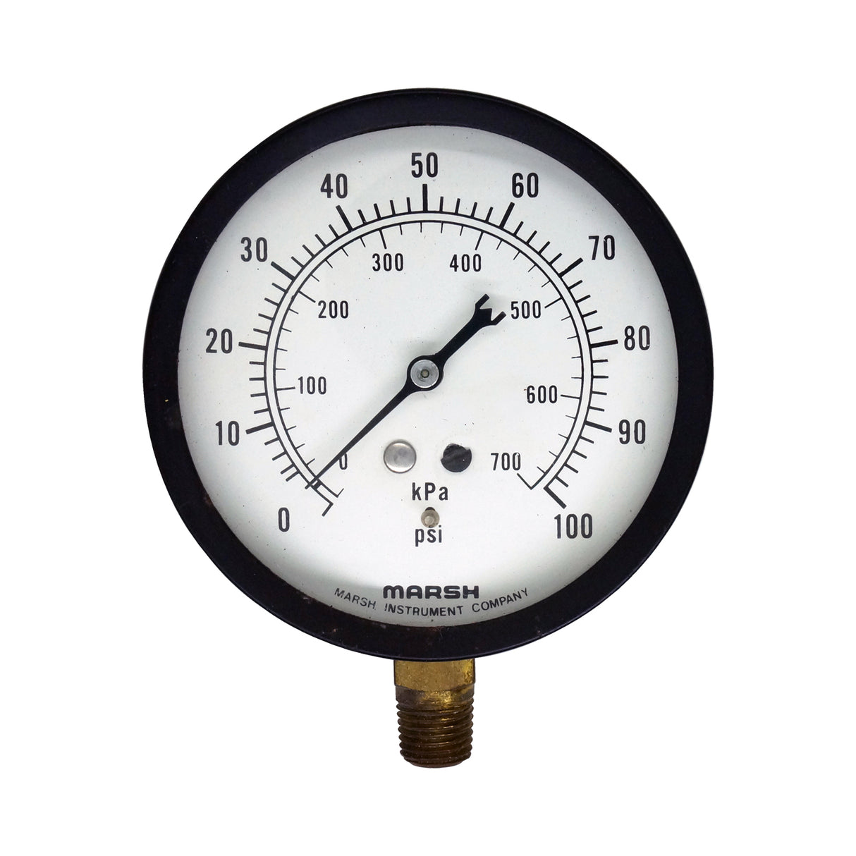 Manómetro - Marsh - 3.5" Rango 100Psi conexión 1/4 npt inf