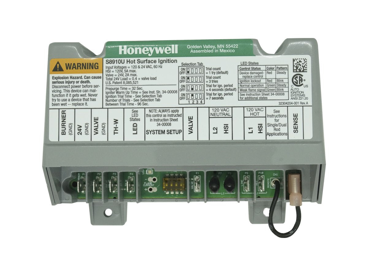 S8910U3000-Modulo- Honeywell - Modulo de ignicion Superficie Caliente 24V