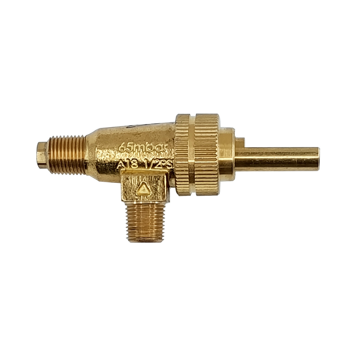 03100096 - Alpha Brass - Válvula A18 Cierra a las 12:00  Entrada y Salida de 1/8NPT