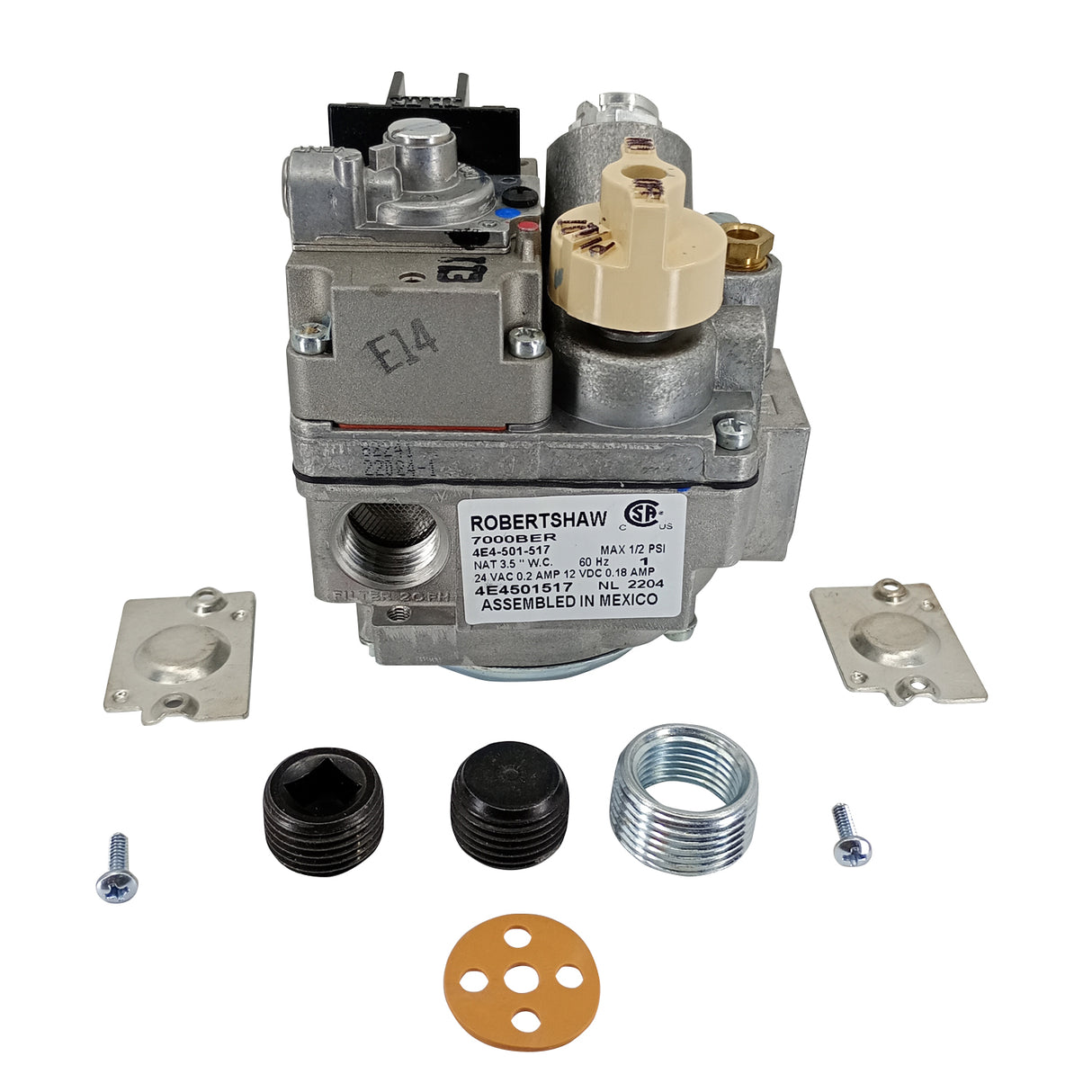 700-402 - Robertshaw - Válvula de gas combinada de 1/2  x 3/4 , lado de 1/2  con tapones 240,000