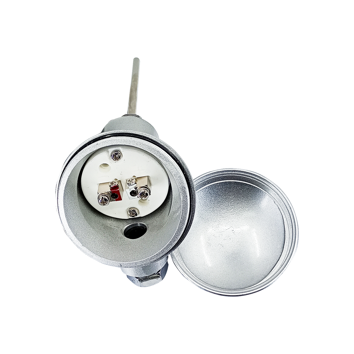 TJ14X4R12C - Tempzone - Termopar tipo J de 1/4  x 4  con rosca de 1/2  NPT cabeza marina y block