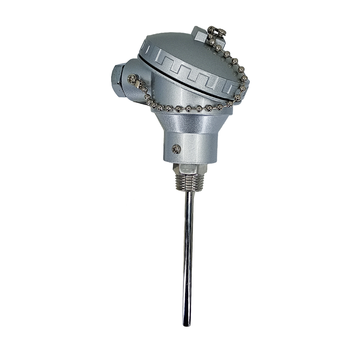 TJ14X4R12C - Tempzone - Termopar tipo J de 1/4  x 4  con rosca de 1/2  NPT cabeza marina y block